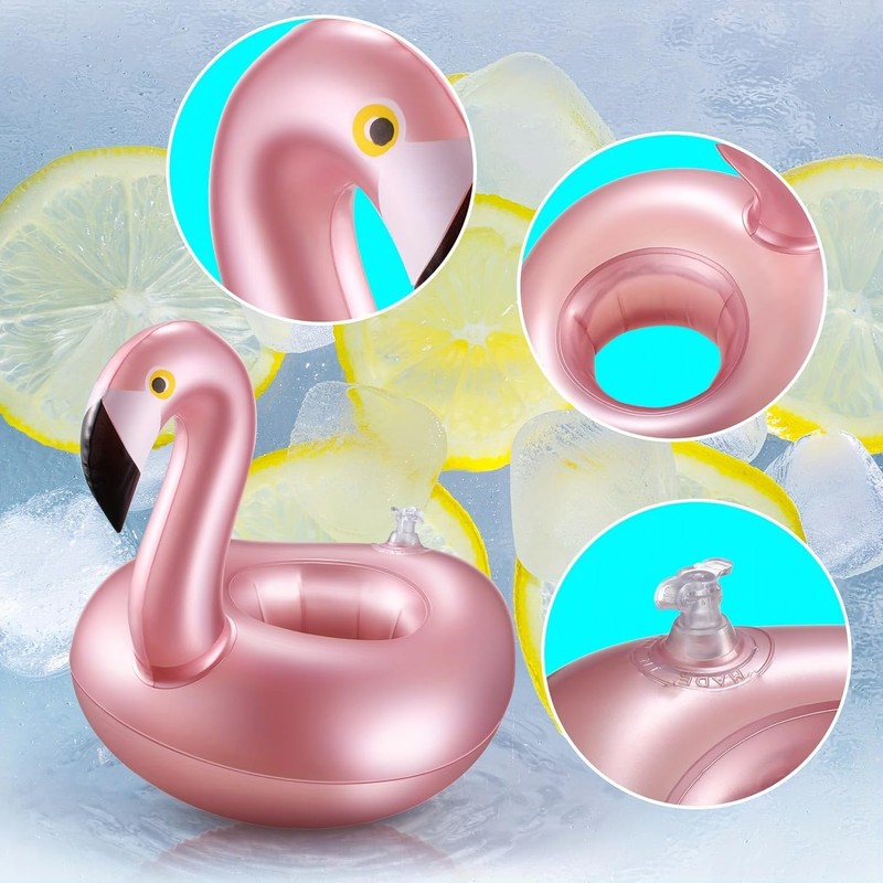 XILE ARK Inflatable Flamingo Drink Holders, 12 Pack, Pink Pool