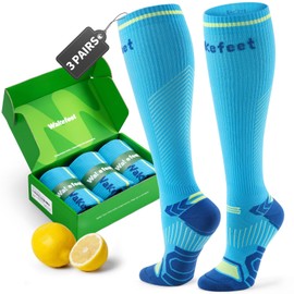 WAKEFEET Medical Compression Socks Men Women 3 Pairs, Compression Socks 20-30 mmHg Sports, Running, Fitness Flight