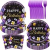 Birthday Plates and Napkins, Purple Party Decorations Purple Birthday Party