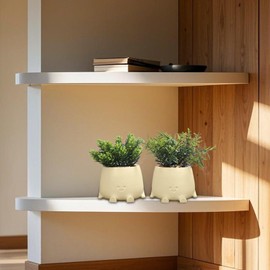 Small Fake Plants Artificial Potted - 2 Packs Smiley Face Faux Plant Planter, Artificial Plants Indoor Decor, Mini Cute Fake Pots Plant for Shelf Desk Bathroom Coffee Table Kitchen foffice Home Decor