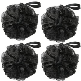 Esponjas para Baño Suave, 4 Piezas Estropajo para Cuerpo, Lufa de Baño Corporal Adecuado para Hombres y Mujeres Bañarse y Ducha - Limpieza Profunda Esponjas Exfoliante, Bath Sponge(Negro)