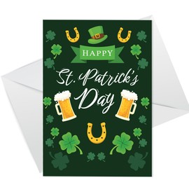 RED OCEAN Happy St Patricks Day Greeting Card For Him Her, St. Patrick's Day Card For Friends and Family, Happy St Patrick's Day Card With White Envelope For Partner Grandparents Neighbours