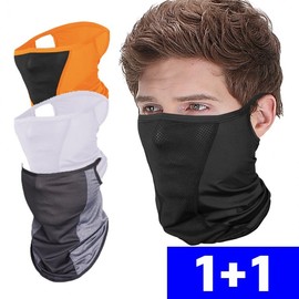 [1+1] Henders Domestic Cool UV Sun Protection Mask Summer Multi Scarf Sports Hiking Golf QMFG Aerocool Gray (AquaX)/Orange