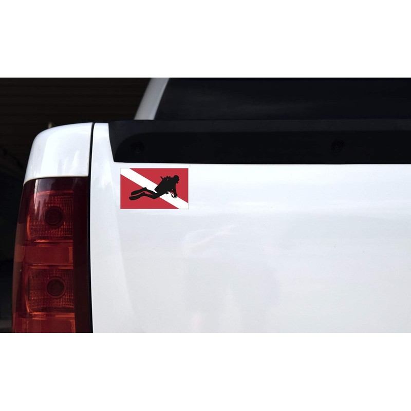 StickerTalk Scuba Diver Down Flag Vinyl Sticker, 5 inches by