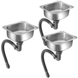 Kittmip 3 Pcs Stainless Steel Utility Sink with Drain Filter Pipe Tube Kit, 15 x 12 Inch Commercial Hand Washing Sink Set for Restaurant Bar Rv Bathroom Laundry Kitchen (Without Faucet)