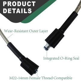 25FT 1/4-inch Pressure Washer Hose, Kink Resistant Power Washing Extension Hose, 2300 PSI High Pressure Replacement Hose with M22 Fittings