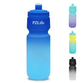 PZLife BPA Free Bike Water Bottles, 24 oz Cycling Squeeze Water Bottle - Easy Squeeze, w/Pull Top Lid, Leak Proof Sport Water Bottle with Capacity Scale, for Cycling, Gym