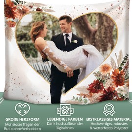 HOCHZEITSHELD - Heart to Cut Out Wedding Including 2 Scissors as Registry Office Surprise and Wedding Games for the Bride and Groom - Wedding Heart, Wedding Sheet, Bed Sheet, Wedding Towel 200 x 180