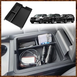 Muslogy Center Console Organizer Compatible with 2023 2024 2025 Honda Pilot Accessories, 2024 2025 Ridgeline/2024-2026 Passport Center Console Storage Box Divider Inserts Interior ABS Material(Black)
