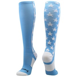 MadSportsStuff All Stars Over the Calf Socks (Columbia Blue/White, Medium)