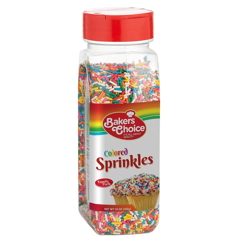 Bakers Choice Rainbow Sprinkles for Baking - Rainbow Jimmies Sprinkles