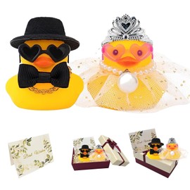Set of 2 Squeaky Ducks Bride and Groom, Funny Wedding Gifts for Bride and Groom, Car Decoration Wedding, Bride and Groom Figures (Elegance)