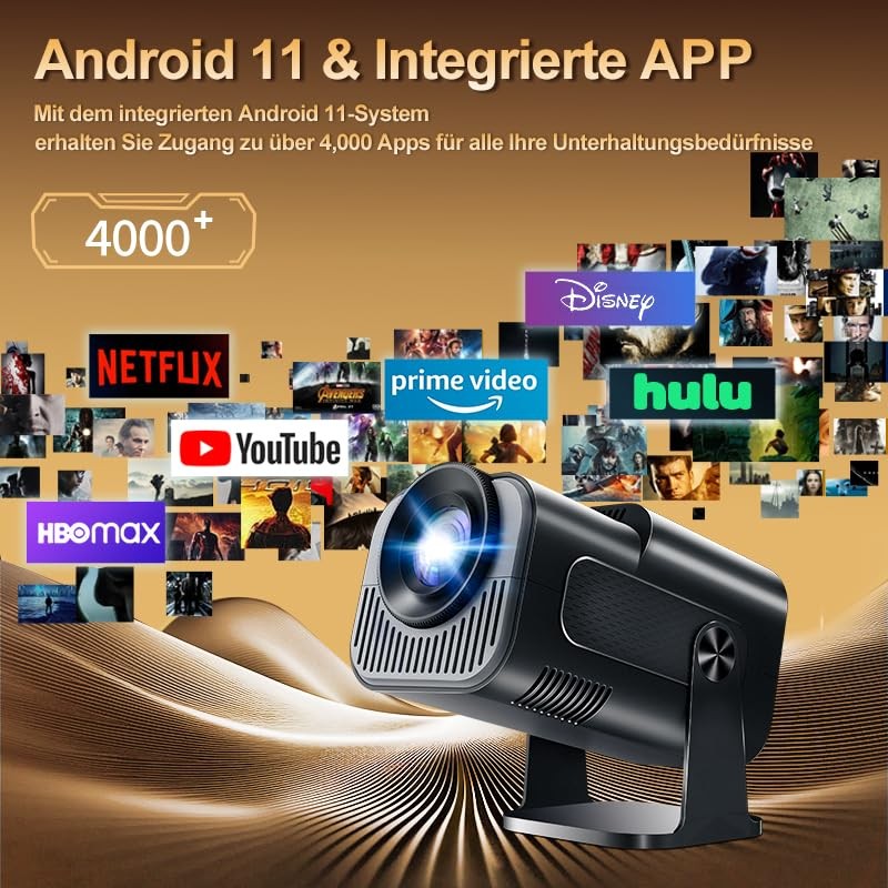 Projector 4K Projector Full HD 1080P Android Portable Projector, Mini