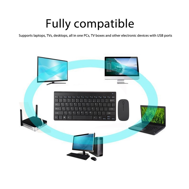 Smart Wireless Keyboard Mouse Kit Silent LED Indicator Waterproof Power