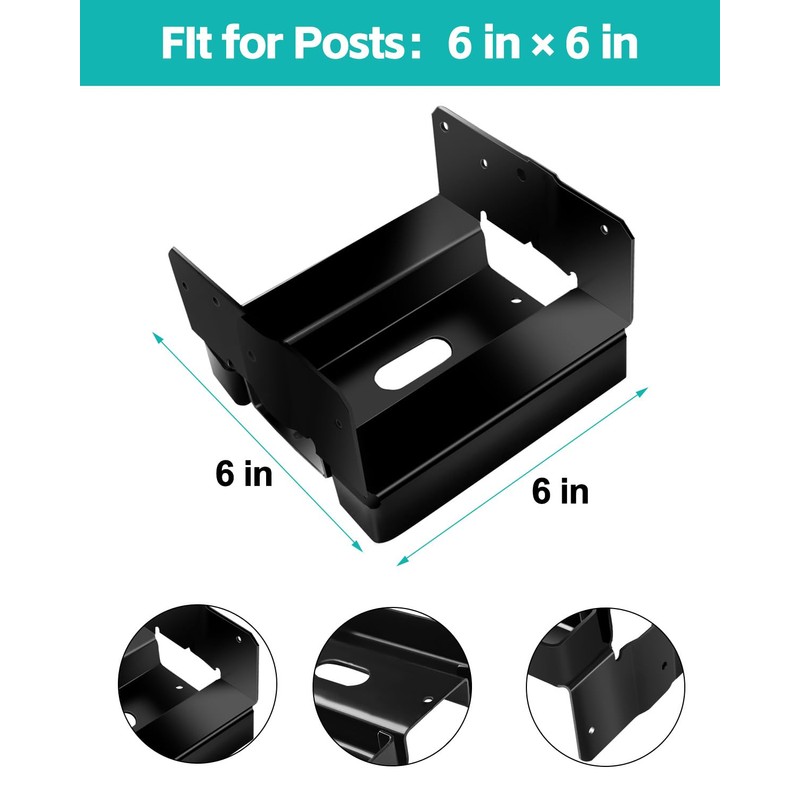 24 PCS 6x6 Black Galvanized Post Base Steel Inter 5.5x5.5