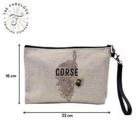 Canvas Bag - France Carte Ancienne Creation Original Tous les Department Francais Collection - Linen Look Cosmetic Bag - Toiletry Bag - Purse, Corsica, Cosmetic bag