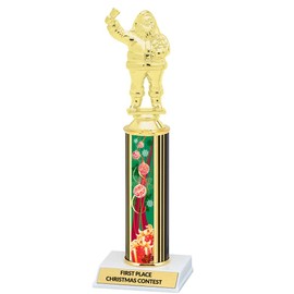 Custom Santa Christmas Trophy, Free Engraving & Plate Included, 11 1/2 Inch Tall