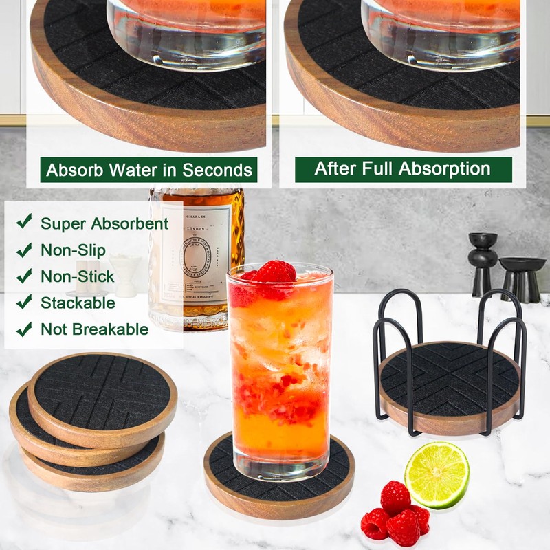 EDEGG Coasters for Drinks Absorbent 5 Pack, Coasters for Coffee