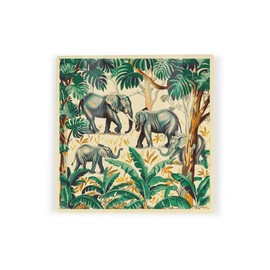 Vintage Jungle Ceramic Coaster Set - Exotic Safari Elephant Monkey Chimpanzee Toucan Square Set of Four (4) Coasters Gift