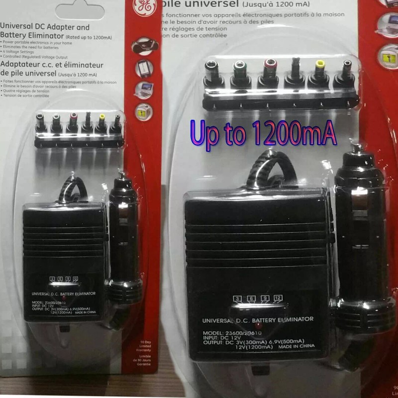 GE Universal DC Power Supply Adapter Output 1200mA 3V 6V