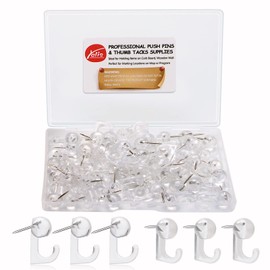 50 Pcs Clear Push Pin Hooks, Cork Board Pin-Hooks Decorative Thumb Tacks Hook for Photo Wall, Bulletin Board, Home Wall, Home Office School Pinning and Hanging