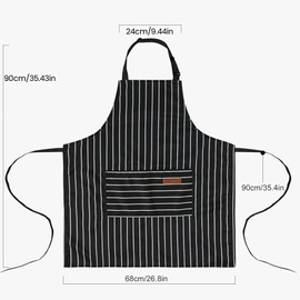 [2 Piezas]RUISTLI Mandiles de Cocina Mujer y Hombre,Mandil-Delantales de Cocina Mujer,Delantal de Cocina de Lona,Aplicable Parrillero,Cocina Accesorios,Reposteria,Barista,Meseros,Chef,Estilo Rayado