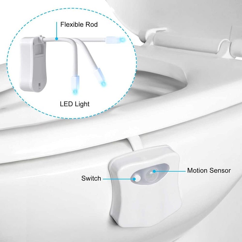 JacobsParts Bathroom Night Light Toilet Bowl Lamp 8 Color LED