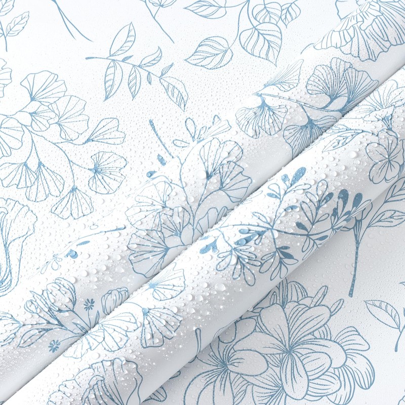 KUKANTST Wallpaper Green White Peel and Stick Leaf Flower Contact