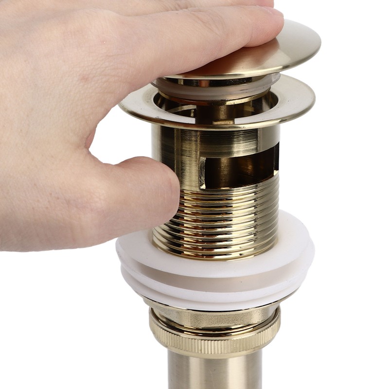 Pop Up Basin Drain Copper G1/4 Brushed Gold Corrosion Resistant