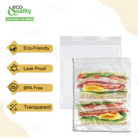 EcoQuality Clear Resealable Food Storage Bags 7x8 Inch Quart Size with Press Seal for Meal Prep, Travel, Portioning and Snacks, Durable Storage Solution (100)
