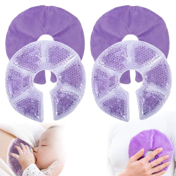 QETRABONE Breast Therapy Pads, Hot Cold Breastfeeding Gel Pads, Breastfeeding Essentials and Postpartum Recovery, Nursing Pain Relief for Mastitis, Engorgement, Reusable, Freezable, Microwavable