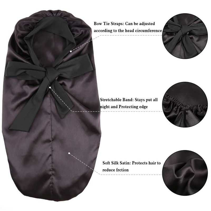 Greatremy Gorro de dormir de seda de satén medio para