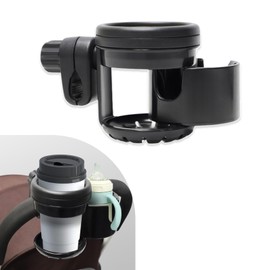 Lusinus 2-in-1 Stroller Cup Holder for Babyzen YOYO/YOYO2/YOYO+/YOYO3 - Adjustable Double Cup Holder with 360° Rotatable Clamp - Perfect for Baby Bottles, Coffee & Drinks
