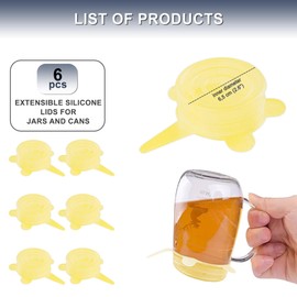 Can Lid Adjustable Size for Cans Glasses Cups Cups Reusable BPA Free Environmentally Friendly Resistant to High and Low Temperatures Dishwasher Safe