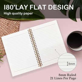 SNNDER Pink Cherry Notebook, Preppy Girly Journal, Coquette Notebooks for Women, Coquette Preppy Office Supplies, Hardcover Spiral Notebook 5.5x8.3 Inch