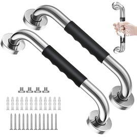 Barra de Seguridad para Baño,12inch/30cm Pasamano Acero Inoxidable 2 Piezas,Capacidad de Carga 500LBS,Silicona Antideslizante,Agarraderas para Baño Adulto Mayor y Discapacitados,para Baño,Escalera