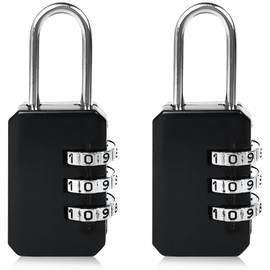 2-Pack Customizable Black Luggage Locks – Set Your Own Combination, Secure Travel Padlocks for Suitcases, Backpacks, and Bags