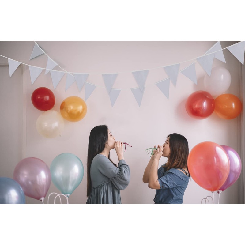 ADQUATOR 20m 52pcs Silver Pennant Bunting,Polyester Fabric Reusable Triangle Flags