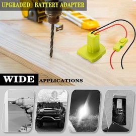 Upgraded Battery Adapter Compatible for Ryobi 18V Battery Adapter All-in-one Design of The Fuse and Switch Power Tool Battery Converter Kit 14 Gauge with Fuses & Wire Terminals Green