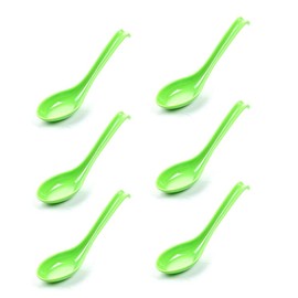 6Pcs Soup Spoon Ramen Noodle Soup Ladle Green Soup Spoons Sturdy and Durable Asian Dinner Spoon Easy Clean Dishwasher Safe
