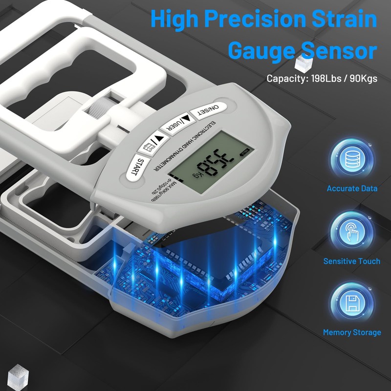 Electronic Hand Dynamometer, 90 kg / 200 lbs Capacity Hand