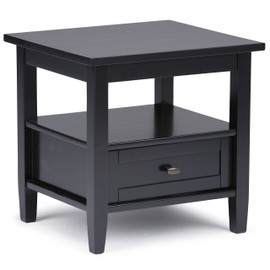 SIMPLIHOME Warm Shaker SOLID WOOD 20 inch Wide Rectangle Transitional End Side Table in Black for the Living Room and Bedroom