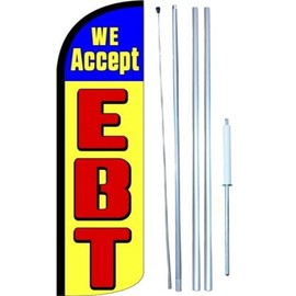 We Accept EBT Swooper Windless Flag Kit (full sleeve) 3ft X 11.5ft Flag by EZ Flags