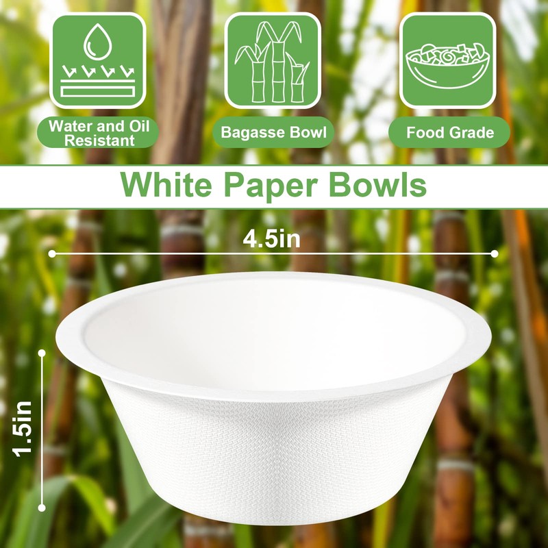 GREENESAGE 125 Pack Paper Bowls Disposable Bowls 9oz - Eco-Friendly,