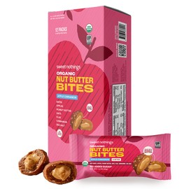 Sweet Nothings, Apple Cinnamon, USDA Organic Nut Butter Bites Protein Bar, Nut & Date Snack, Filled with Peanut Butter, 12-2 Bite Value Packs - No Added Sugar, Plant Based, Vegan, Only 7 Ingredients