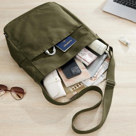 KALIDI FANCY FOREST Women's Tote Bag, Large Capacity, Shoulder Bag, Large 2-Way Shoulder Bag, Crossbody Crossbody Canvas Tote, Canvas Tote Bag, Lightweight, Plain, For School or Work, 3 Zipper Pockets