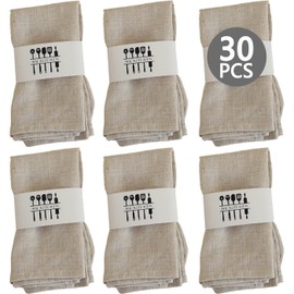 Pack of 30 linen napkins, fabric napkins, beige, natural linen fabric napkins, linen for hotel, restaurant, home and kitchen, machine washable