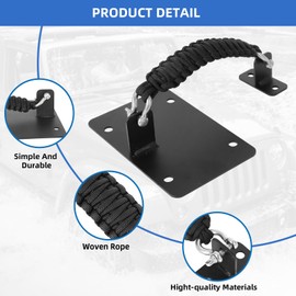 Alpha Rider Rear Door Check Strap Tailgate Stopper Limiter Removable Black Braided Strap for 2011-2018 Jeep Wrangler JK JKU