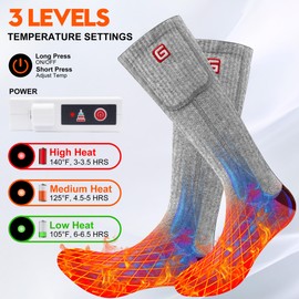SVPRO Rechargeable Heating Socks Battery Operated Socks Heated for Women Men,Electric Thermal Winter Socks for Hunting Skiing Camping Hiking Cold Weather, Heating up to 6.5H