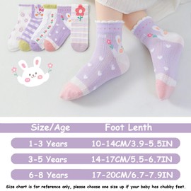 QKURT 5 Pairs Kids Socks, Ankle Breathable Thin Mesh Summer Sock Low Cut Socks for Infants Toddlers Boys Girls 1-8 Years Old